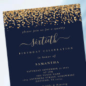 Gouden Glitter Schrift Marineblauwe Glam 60ste Fee Kaart
