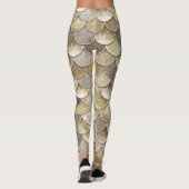 Gouden Glitter Schubben Monogram Meermin Leggings (Achterkant)