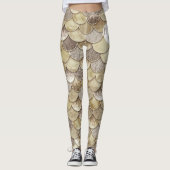 Gouden Glitter Schubben Monogram Meermin Leggings (Voorkant)