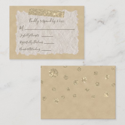 Gouden Glitter Scrapbook Stijl RSVP Kaart (Voorkant / Achterkant)