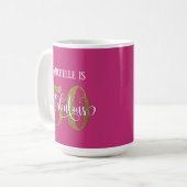 Gouden Glitter Script 50 & Fabulous Over Heet Roze Koffiemok (Voorkant links)