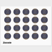 Gouden Glitter Script Donkerblauwe bruiloft Ronde Sticker (Vel)
