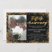 Gouden Glitter Script Foto 50ste bruiloft Jubileum Kaart (Voorkant)