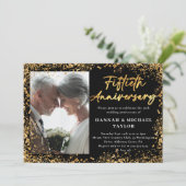 Gouden Glitter Script Foto 50ste bruiloft Jubileum Kaart (Staand voorkant)