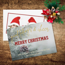 Gouden Glitter Script Kerst Foto Wenskaart