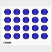 Gouden Glitter Script Koningsblauw Huwelijk Ronde Sticker (Vel)
