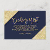 Gouden glitter script navy blauw wensend goed informatiekaartje (Voorkant)