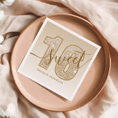 Gouden Glitter Script Sweet 16 Verjaardag Servet