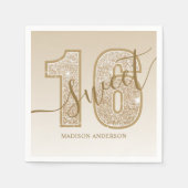 Gouden Glitter Script Sweet 16 Verjaardag Servet (Voorkant)