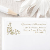 Gouden glitter scroll retour adreslabel etiket (Insitu)