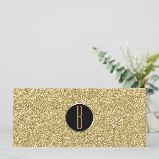 Gouden Glitter Shine Glam Monogram Cadeaubon (Staand voorkant)