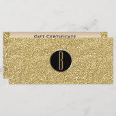 Gouden Glitter Shine Glam Monogram Cadeaubon (Voorkant / Achterkant)