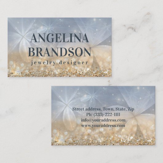 Gouden Glitter Sieraden Designer Mystical Flower K Visitekaartje (Voorkant / Achterkant)