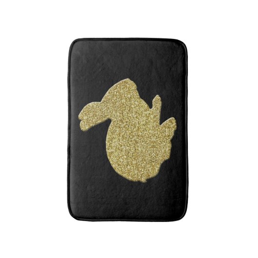 Gouden Glitter Silhouette Bunny Rabbit Bath Mat (Voorkant Verticaal)