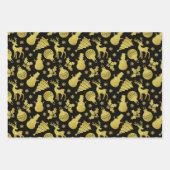 Gouden Glitter Silhouette Snowflakes Snowman Herte Inpakpapier Vel (Voorkant 3)