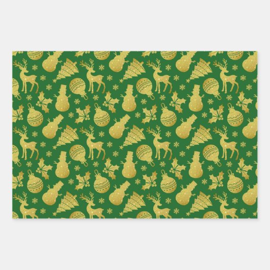 Gouden Glitter Silhouette Snowflakes Snowman Herte Inpakpapier Vel (Voorkant 2)