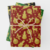 Gouden Glitter Silhouette Snowflakes Snowman Herte Inpakpapier Vel (In situ)