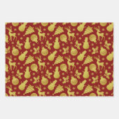 Gouden Glitter Silhouette Snowflakes Snowman Herte Inpakpapier Vel (Voorkant)