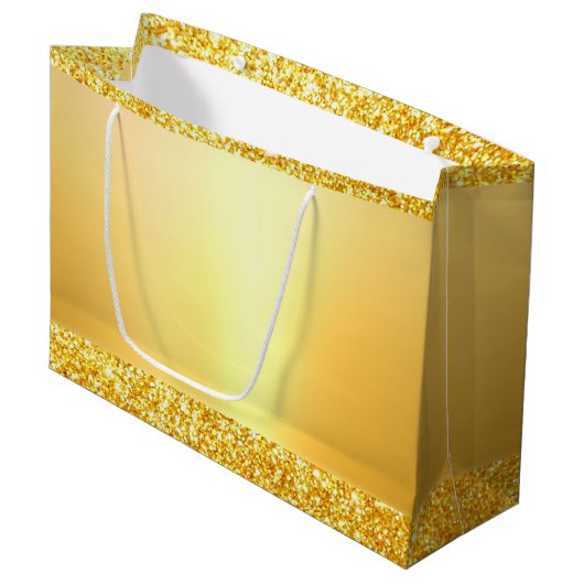 Gouden Glitter Sjabloon Elegant Modern Glamoureus Groot Cadeauzakje (Voorkant Gekanteld)