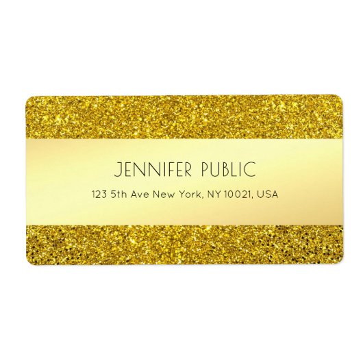 Gouden Glitter Sjabloon Moderne professionele verz Etiket (Voorkant)