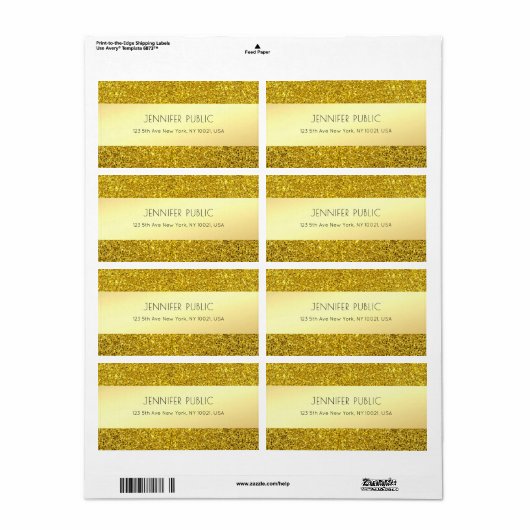 Gouden Glitter Sjabloon Moderne professionele verz Etiket (Full Sheet)