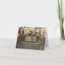 Gouden Glitter Slingerlichten Rustieke Houten Beda Bedankkaart