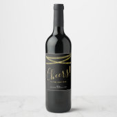 Gouden Glitter snaren | Proost op nieuwjaar Wijn Etiket (Voorkant)