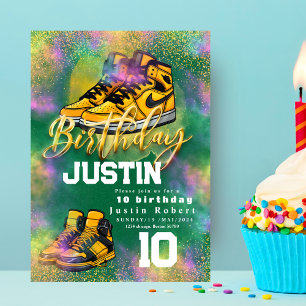 Gouden glitter Sneaker Bal Verjaardagsfeest kleurr Kaart