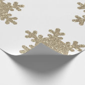 Gouden Glitter Sneeuwvlok Patroon Witte Kerstmis Cadeaupapier (Hoek)
