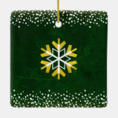 Gouden Glitter Sneeuwvlok Vrede Vreugde Liefde Aan Keramisch Ornament (Achterkant)