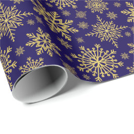 Gouden Glitter Sneeuwvlokken Cadeaupapier