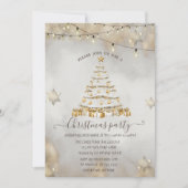 Gouden Glitter Sneeuwvlokken, Kerstboomlichten Kaart (Voorkant)