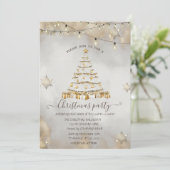 Gouden Glitter Sneeuwvlokken, Kerstboomlichten Kaart (Staand voorkant)