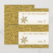 Gouden Glitter Snowflake Voorbedrukte Plaatskaarte Briefkaart (Voorkant / Achterkant)