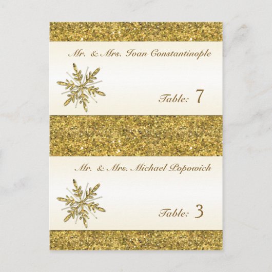 Gouden Glitter Snowflake Voorbedrukte Plaatskaarte Briefkaart (Voorkant)