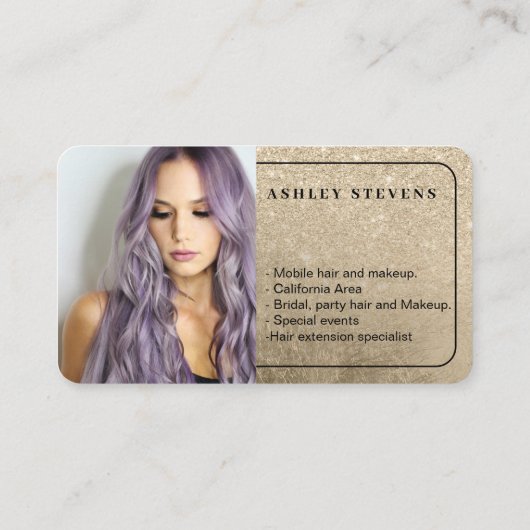 Gouden glitter Social Media QR Code Foto Logo Visitekaartje (Achterkant)