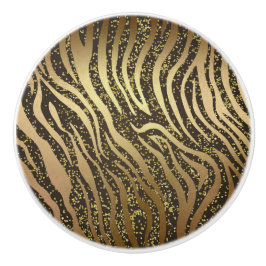 Gouden Glitter Sparkel Zebra Jungle Safari Glam Keramische Knop