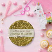 Gouden Glitter Sparkle 50e bruiloft Jubileum Papieren Bordje (Feest)