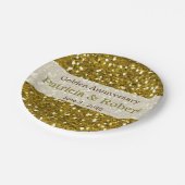 Gouden Glitter Sparkle 50e bruiloft Jubileum Papieren Bordje (Gekanteld)