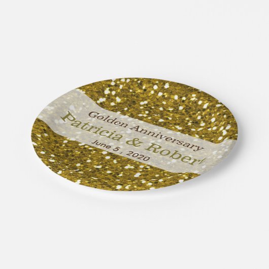 Gouden Glitter Sparkle 50e bruiloft Jubileum Papieren Bordje (Gekanteld)