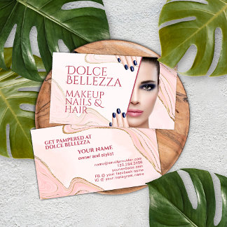 Gouden Glitter Sparkle Blush Roze Marmeren Art Pat Visitekaartje