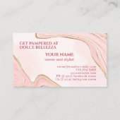 Gouden Glitter Sparkle Blush Roze Marmeren Art Pat Visitekaartje (Achterkant)