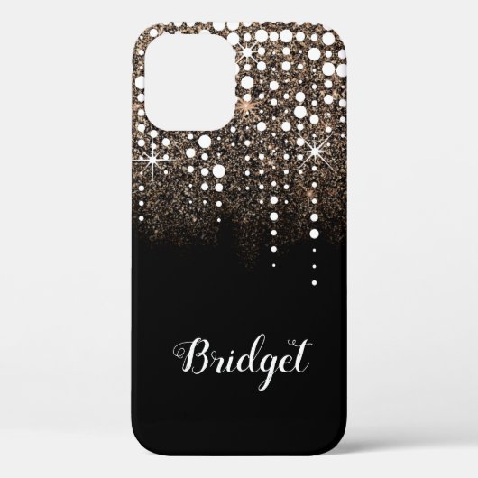 Gouden Glitter Sparkle Dripping Rain Aangepaste na Case-Mate iPhone Case (Achterkant)
