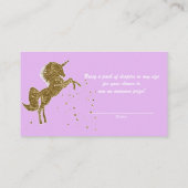 Gouden Glitter Sparkle Eenhoorn Luier Raffle Kaart (Achterkant)
