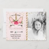 Gouden Glitter Sparkle Eenhoorn Verjaardagsfeestfo Kaart (Voorkant)