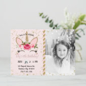 Gouden Glitter Sparkle Eenhoorn Verjaardagsfeestfo Kaart (Staand voorkant)