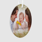 Gouden Glitter Sparkle Gepersonaliseerde Foto Ornament (voorkant)