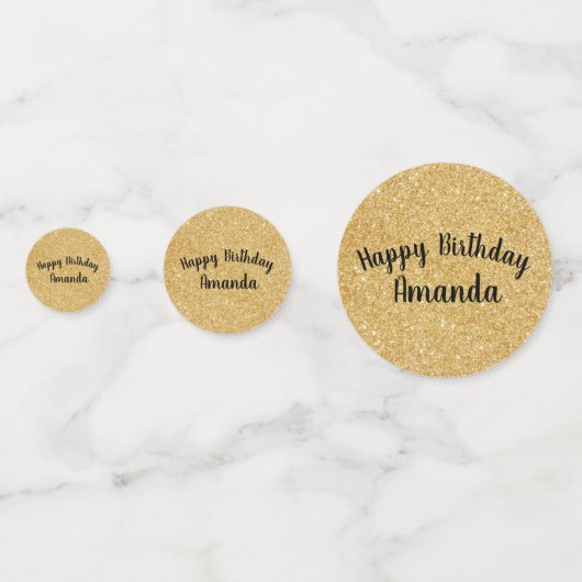 Gouden Glitter Sparkle Happy Birthday Custom Confetti (Achterkanten)