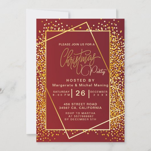 Gouden glitter Sparkle Lights Kerstavond Feest Kaart (Voorkant)