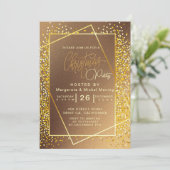 Gouden glitter Sparkle Lights Kerstavond Feest Kaart (Staand voorkant)